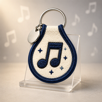 Porte-clés brodé en polyester double face avec logo personnalisé, fabrication directe d'usine, cadeau pour les amateurs de musique