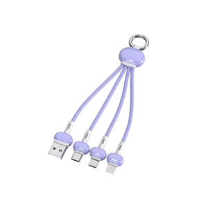 สายชาร์จหลายพอร์ต สีม่วง 3 มม. TPU แกนทองแดง USB Type-C ชาร์จเร็ว สำหรับโทรศัพท์มือถือ ใช้สำหรับการเดินทาง - Product Image 4