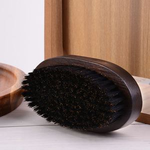 Vente directe d'usine, brosse à barbe en bois naturel de haute qualité, brosse à barbe pour hommes en poils de sanglier noirs - Product Image 5