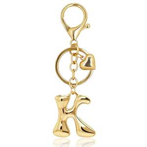 Gold Bubble Designs Letter Initial Keychain <b>Bag</b> Charms Cute Purse Charms For Handbags - Product Image 1