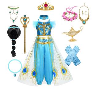 Carnaval Aladdin <span class=keywords><strong>Jasmine</strong></span> habiller fille princesse robes Halloween Costume <span class=keywords><strong>Jasmine</strong></span> Elsa rôle fête d'anniversaire Cosplay - Product Image 1