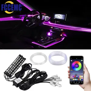 LED車内インテリアアンビエントライトストリップRGB光ファイバー雰囲気ネオン照明キットAPPサウンドコントロールFCC認証12V/5V車載 - Product Image 2