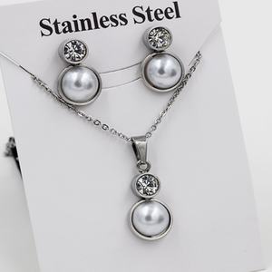 Latest Jewelry Design Charm Zircon <b>Pearl</b> Jewelry <b>Set</b> Stainless Steel Jewelry Pendant <b>Necklace</b> <b>and</b> <b>Earrings</b> <b>Set</b> for Women - Product Image 6