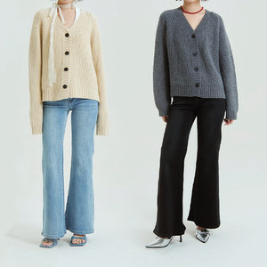 <span class=keywords><strong>Cardigan</strong></span> Casual da Donna in Lana/Acrilico con Motivo Tinta Unita, Antirughe, Traspirante, Maniche Lunghe, Scollo a V, Logo Frontale e <span class=keywords><strong>Cintura</strong></span> per l'Inverno - Product Image 1