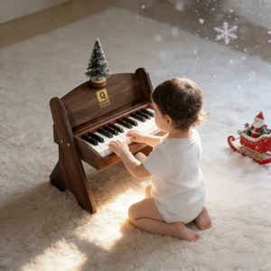 Piano Electrónico Pequeño de Madera Natural para Niños, 25 Teclas, Juguete Musical Portátil de Madera para la Educación Musical Temprana del Bebé - Product Image 3
