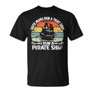 Camiseta Retro Pirate Mama con diseño de puesta de sol, cuello redondo, manga corta, unisex, para adultos, camiseta promocional - Product Image 2