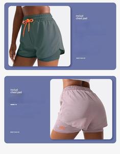 กางเกงกีฬาขาสั้นสองชิ้นดีไซน์ทันสมัยสำหรับผู้หญิงกางเกงโยคะแห้งเร็วป้องกันแสงสะท้อนสำหรับใส่วิ่งกลางคืนมีเชือกผูกกลางระบายอากาศได้ดีสำหรับฤดูร้อน - Product Image 5