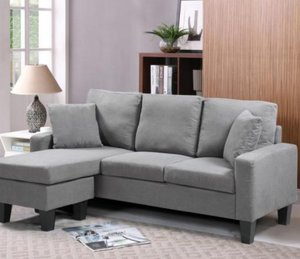 Sofá Modular en Forma de L Verde, Sofá de 3 Plazas de <span class=keywords><strong>Pana</strong></span> con Otomana Móvil, Sofá Seccional de <span class=keywords><strong>Tela</strong></span> para Sala de Estar o Apartamento - Product Image 2