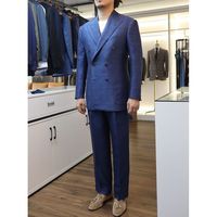 Setelan Blazer pria, harga wajar Pria Bisnis ramping kerah biru solid Bisnis bespoke Suit untuk pria