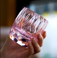 Verres à whisky en cristal K9, ensemble de 4 gobelets de roche taillés à la main en diamant pour mariage, fête et décoration intérieure avec coffret cadeau