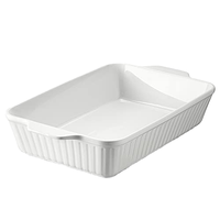 Plat à four DOWAN 9x13 en céramique, plat à pâtisserie rectangulaire, grande moule à pain, 4,2 litres, poignées, résistant au four, durable, noir/blanc