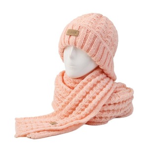 Knitted Hat And Scarf Set Women Winter Warm Neck Protection Off White Black Pink Red Gray Burgundy White Dark Brown 2 Piece - Product Image 5