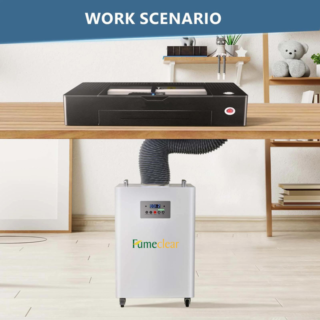 350W Industrial Portable Laser Fume Extractor Hepa Air Purifier With Activated Carbon Filter to Collect Dust and Odor