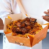Maßgefertigte Einweg-Verpackung für Gegrilltes Hähnchen mit Bukhari-Reis Bedruckte Box für Fish and Chips Fast-Food Takeaway-Box