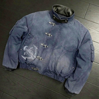 Veste de travail pour homme, style bomber, en toile vieillie, résistante à l'eau, avec boucle métallique lavée et fermeture à boutons, de style vintage, du fabricant Workwear Jacket Manufacturer.
