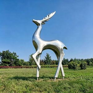 Abstract Stainless Steel <b>Animal</b> Sculptures, Abstract Deer & Various Metal <b>Animal</b> Statues with Mirror Polishing & Spray Painting - Product Image 3