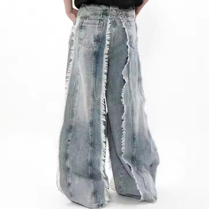 جينز فضفاض بالأسى من الشركة المصنعة الأصلية مخصص جودة عالية ملابس الشوارع خمر اقتصاص الرجال المتعثرة غسل الجينز البضائع - Product Image 3