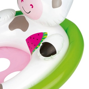 Bouée gonflable ovale en PVC en forme de vache avec dossier et coussinets, 71*56*36 CM, pour enfants, pour la piscine et la plage - Product Image 5