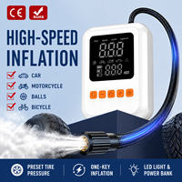 Mini compresseur d'air portable autonome en ABS pour pneus de voiture, avec affichage numérique, chargement USB, jauge de pression des pneus, pompe à air manuelle