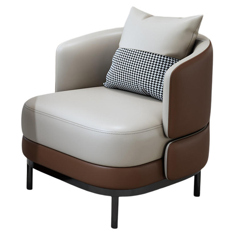 Silla individual de piel sintética gris café