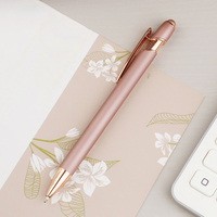 Lot de 12 stylos bille métalliques avec stylet, nouveau design, logo personnalisé imprimé, promotionnels, cadeaux publicitaires, vente en gros, or rose