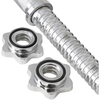 Barre d'haltères droite en acier chromé de 1,2 m/47 pouces avec colliers étoile, diamètre 25-30 mm, pour usage domestique