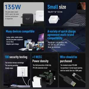 140W PD3.1 <b>Type</b>-<b>C</b> Power Supply <b>Adapter</b> for Laptop QC4.0 Fast Charger with 2-Year Warranty - Product Image 6
