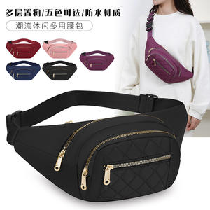 Sac de poitrine violet pour femmes avec plusieurs poches, fermeture éclair résistante à l'eau, sac de taille décontracté pour un usage quotidien - Product Image 2