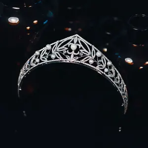 New Design Zircon Pearl Crown Wedding Dress Accessories Birthday Party Princess Diadem For Bridal Bidesmaids Tiaras Jewelry