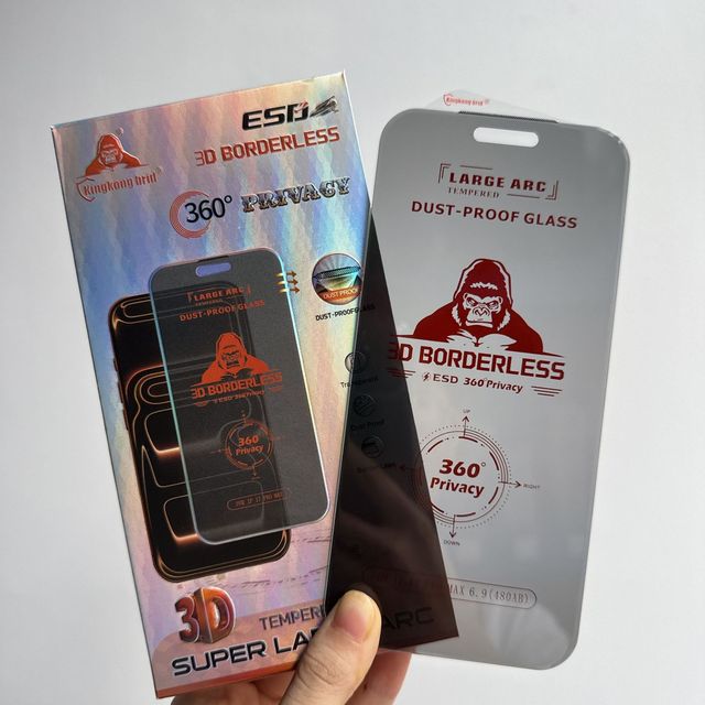 3D Borderless ESD 360 Degree Privacy Screen Protector High Clear Tempered Glass Film For iPhone 18 17 16 15 14 13 Pro Max Air