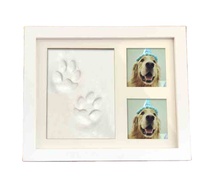 Cadre photo souvenir pour empreintes de pattes d'animaux (chien ou chat) avec kit d'empreintes en argile pour animaux de compagnie