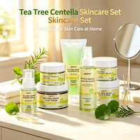 Kit de Soins Visage Bio Personnalisé à l'Arbre à Thé et Centella pour Peaux à Tendance Acnéique, Nettoyage Profond et Clarifiant, 7 Pièces