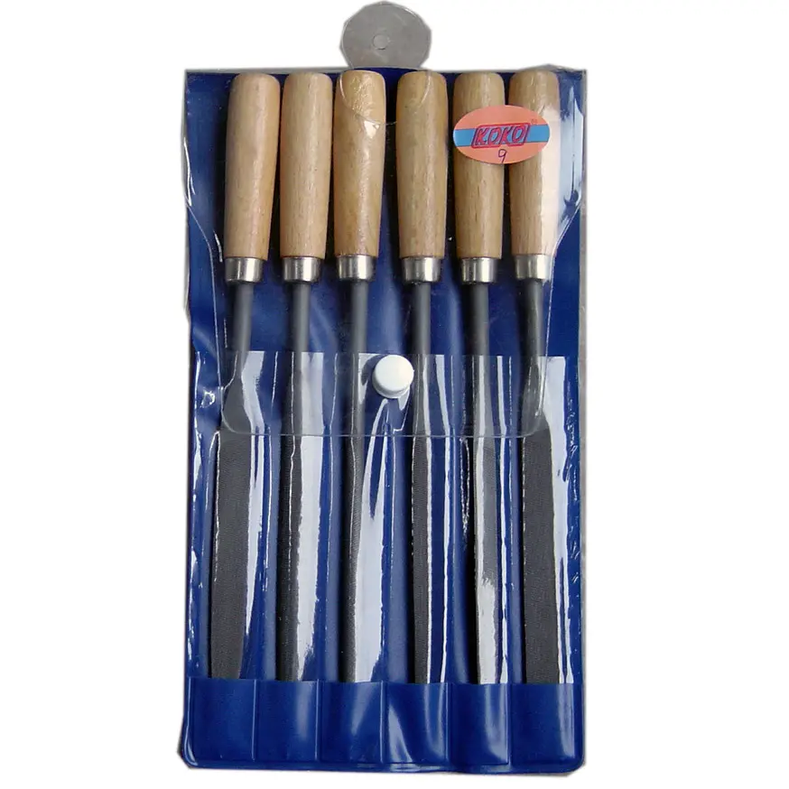 6pcs Set Blue Polybag Wallet Packing Wood Handle Precision hand tool Needle Hobby Steel Needle key Files set