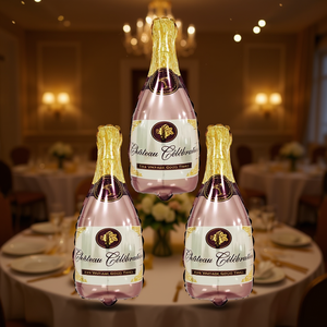 Globos de Aluminio con Forma de Botella de Champán para Celebración, Color Oro Rosa, 21.5x50cm, 12 Piezas, Decoración para Fiestas - Product Image 3