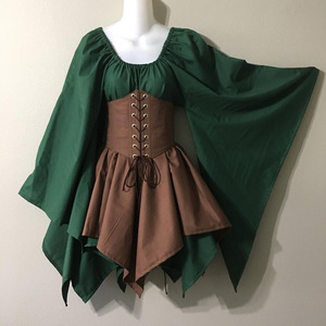 Vestido Corsé Medieval Renacentista, Estilo Victoriano, <span class=keywords><strong>Disfraz</strong></span> <span class=keywords><strong>de</strong></span> <span class=keywords><strong>Bruja</strong></span> Verde y Negro para Mujer, para Halloween y Cosplay - Product Image 5