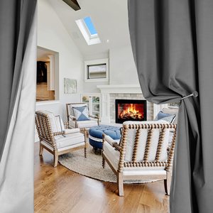 Oscuramento della camera di lusso termico ad alta oscuramento <span class=keywords><strong>blu</strong></span> Navy Design solido rivestimento grigio chiaro tenda da soggiorno <span class=keywords><strong>tende</strong></span> oscuranti - Product Image 5
