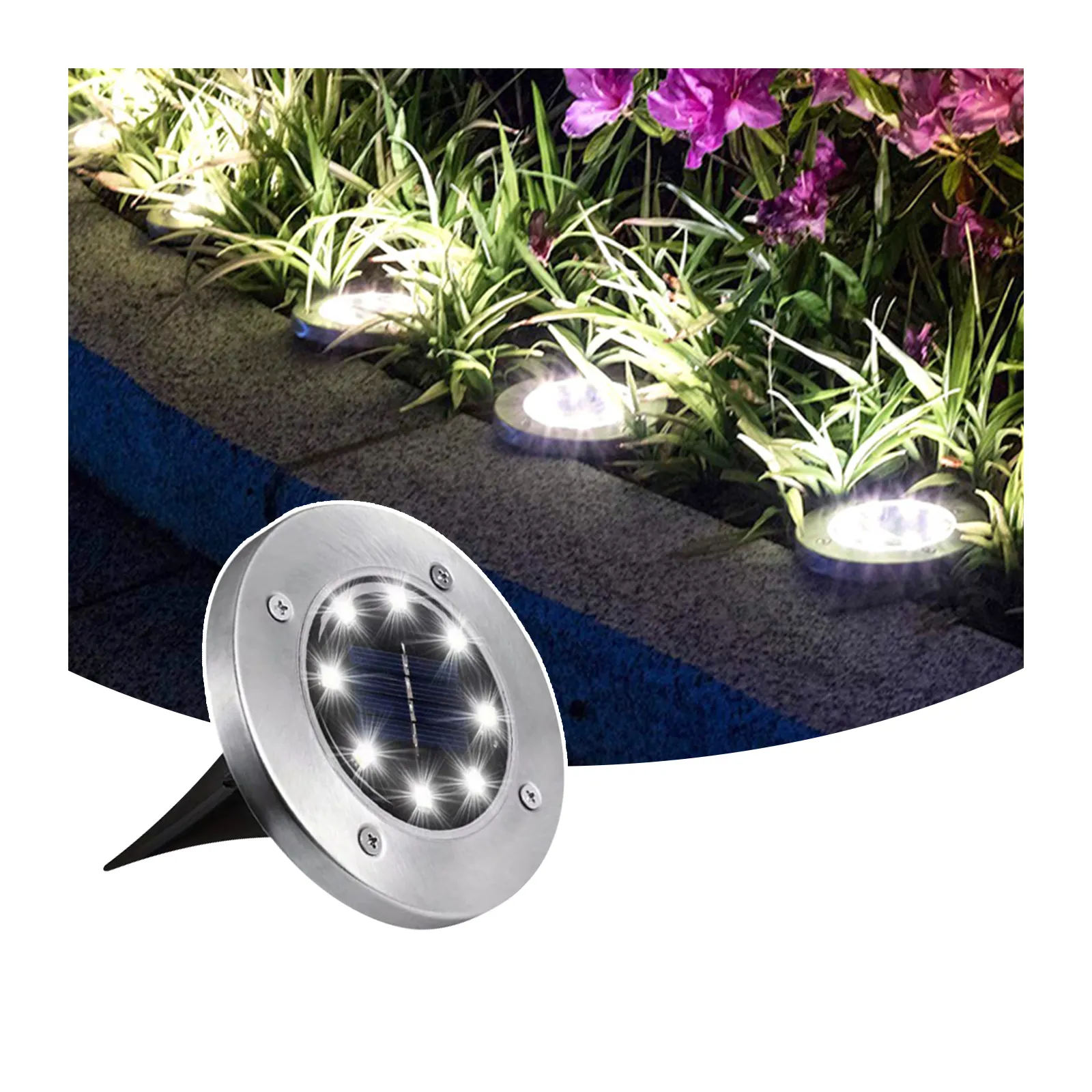 Orlite Solar Boden-RGB-Licht 4 Packungen 8 LED Solarlicht für Garten im Freien wasserdicht für Rasen Hof Hof