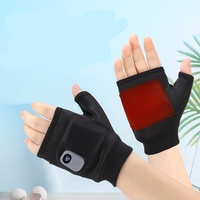 Gants chauffants sans fil à demi-doigts avec thermostat réglable et éclairage, batterie au lithium pour le bureau, le cyclisme et les jeux