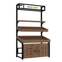 Étagère de présentation pour fruits, en bois, étagère à fruits en acier et bois, double couche, simple face, vitrine de supermarché pour produits frais, fabricant