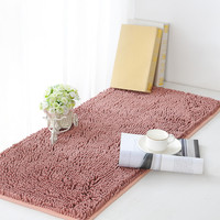 Décor à la maison Rectangle couleur unie antidérapant Shaggy Chenille fait à la machine tapis de bain à poils hauts Absorption d'eau