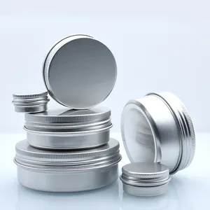 Bougies chauffe-plat en aluminium avec couvercle à vis, pot rond en étain de 100 ml, 5, 10, 15, 20, 30, 50, 150, 200, 250 et 250g