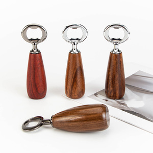 Solid Wood Bottle Opener Stainless Steel Handle Portable Beer Opener For Home Use - Product Image 2