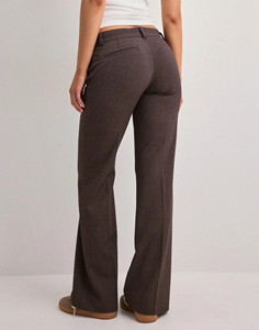 Pantalon large taille haute pour femme, couleur unie, formel, longueur complète, en polyester, infroissable, avec braguette zippée - Product Image 3