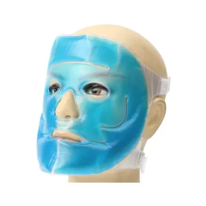 Supporto in peluche riutilizzabile Sleeping Travel Spa Gel facciale Bead Ice Mask Hot Cold Therapy Full Ice Face Gel Mask con fori per gli occhi