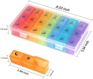 Customization Stock Plastic Product Rainbow Color 7 Day <b>Pill</b> Organizer 21 <b>Cases</b> Weekly <b>Pill</b> Boxes - Product Image 2
