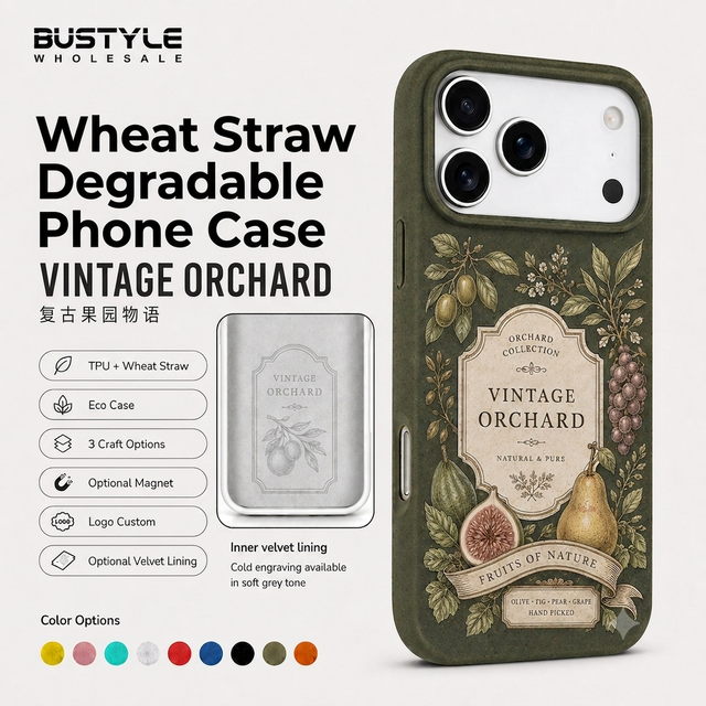 Custom OEM Logo Printable Cold Engraving Wheat Straw Shockproof Biodegradable Eco Phone Case for iPhone 18 Pro Max 17 Air 16 15