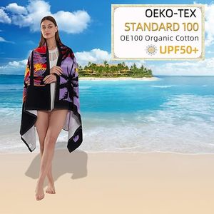 Telo Mare Oversize in Microfibra Anti-Sabbia ad Asciugatura Rapida con Stampa Tramonto e Palme Tropicali, Personalizzabile per Viaggi, Piscina e Spiaggia - Product Image 5