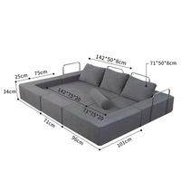 Modernes Hochdichtes Schaumstoff-Gepolstertes Umweltfreundliches Schlafsofa Knochenloses Komprimiertes Vakuum-Wohnzimmer-Möbelset