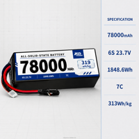 Tamamen Katı Hal Bataryası 78Ah 6S 8S 12S 14S 18S 78000mAh 313Wh/kg 7C Çok Rotorlu İHA Sabit Kanatlı Drone için