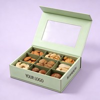 Boîte à sushi en papier magnétique avec logo personnalisé, boîte d'emballage de luxe pour bonbons du Ramadan, boîte cadeau en carton rigide pour noix, biscuits, avec fenêtre en PVC